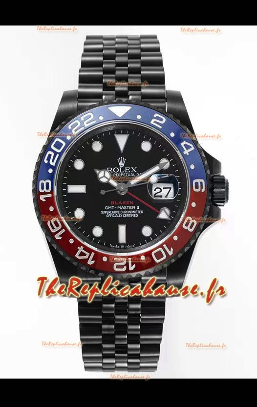 Rolex GMT Masters II REF.126710BLRO PEPSI BLAKEN Réplique Suisse - acier 904L avec revêtement DLC