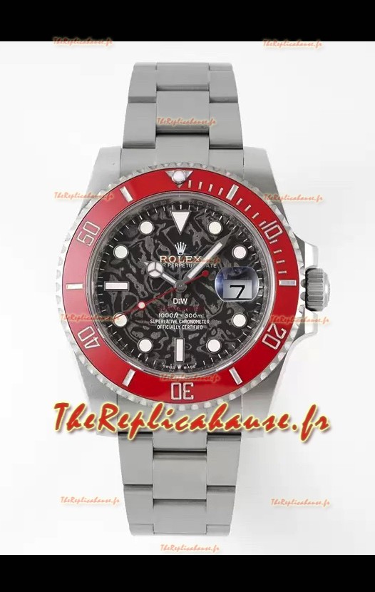 Montre Rolex Submariner DiW Boîtier Acier Inoxydable Céramique Lunette Rouge Edition 