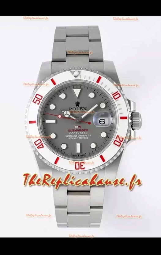 Montre Rolex Submariner DiW boîtier en acier inoxydable lunette en céramique blanche cadran gris édition 