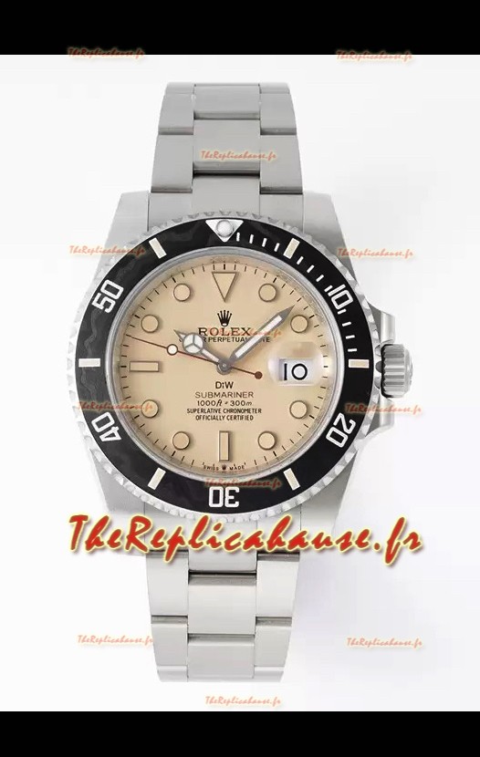 Montre Rolex Submariner DiW, boîtier en acier inoxydable, lunette en céramique noire, édition cadran gris 