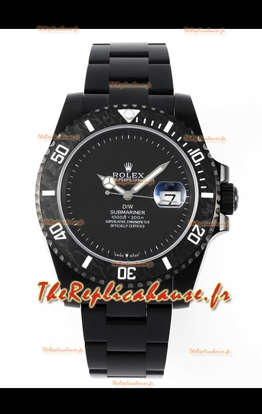 Montre Rolex Submariner DiW Boîtier Acier DLC Lunette Céramique Noire Edition 
