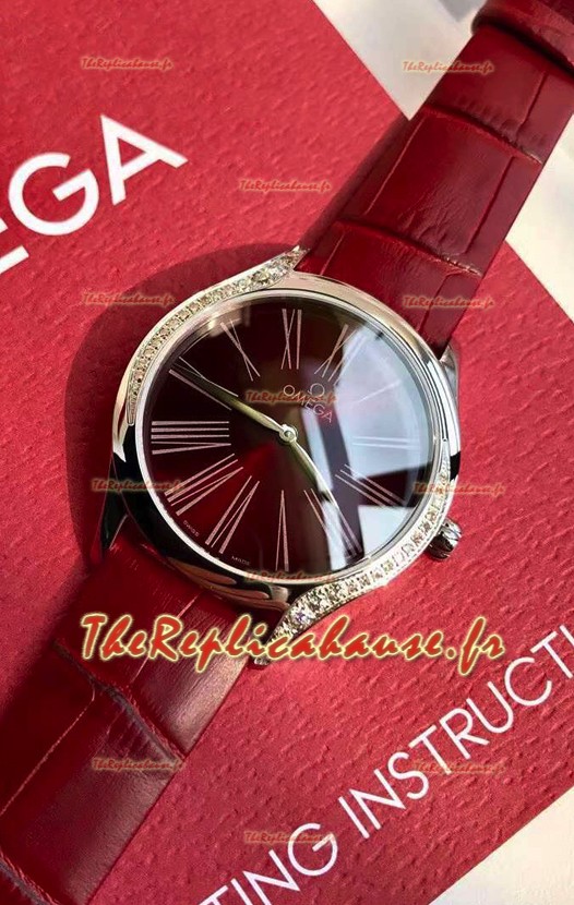 Omega De Ville Tresor Edition Montre Suisse à Quartz 36MM Boîtier Acier Cadran Rouge