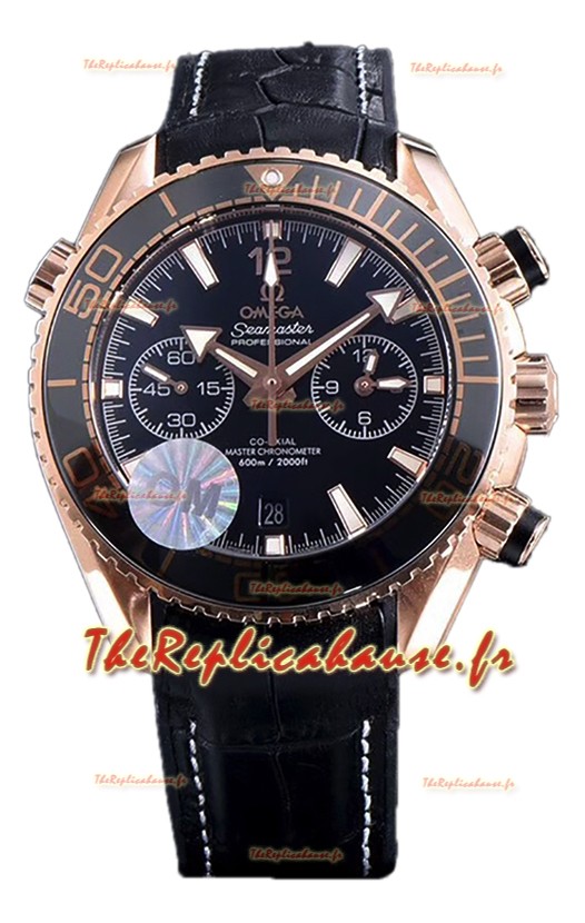 Omega Seamaster Planet Ocean 600M Sedna or Bracelet cuir 45.5MM Réplique miroir 1:1