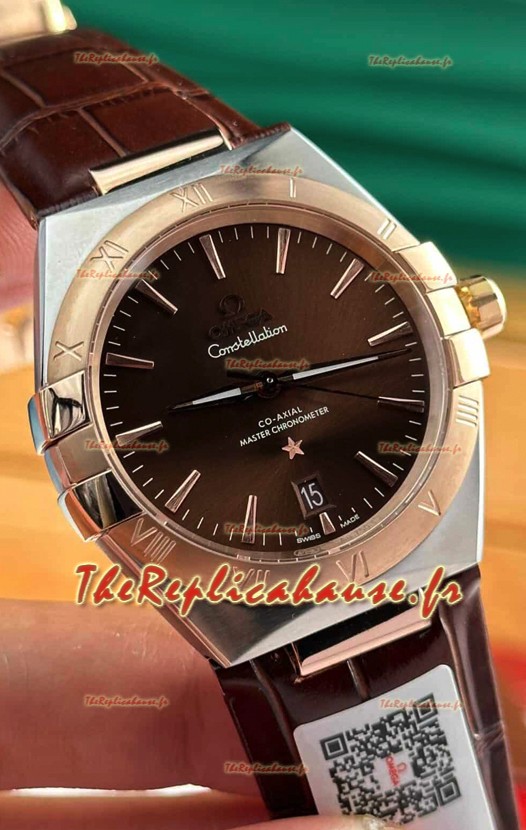 Omega Co-Axial Constellation 39MM Cadran en or rose bicolore brun Réplique miroir 1:1