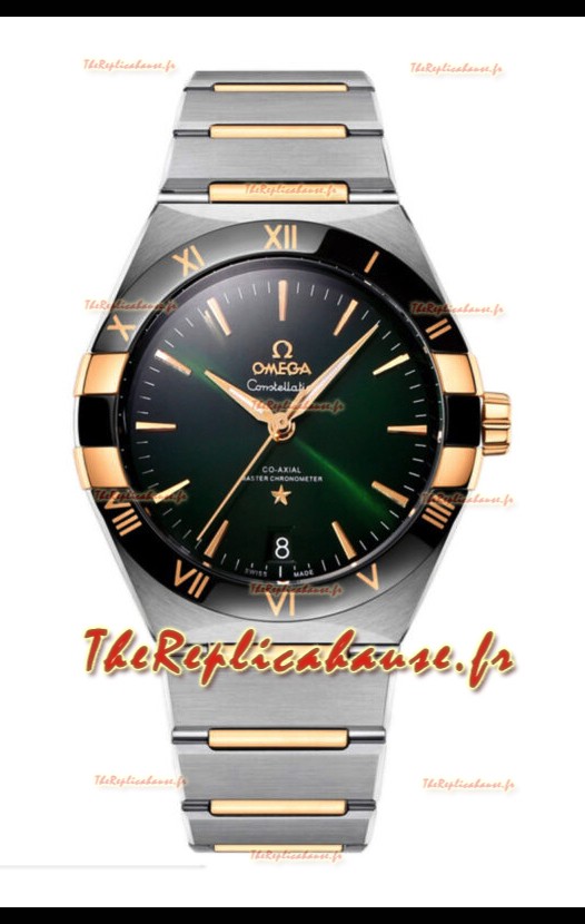 Omega Co-Axial Constellation Deux tons Noir Cadran Vert Réplique miroir 1:1 41MM