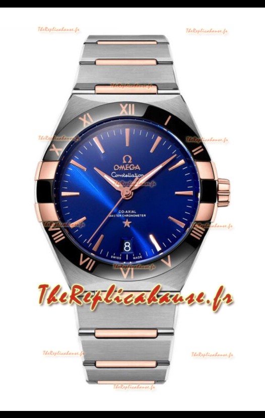 Omega Co-Axial Constellation Deux tons Cadran Bleu Bourgogne Réplique miroir 1:1 41MM