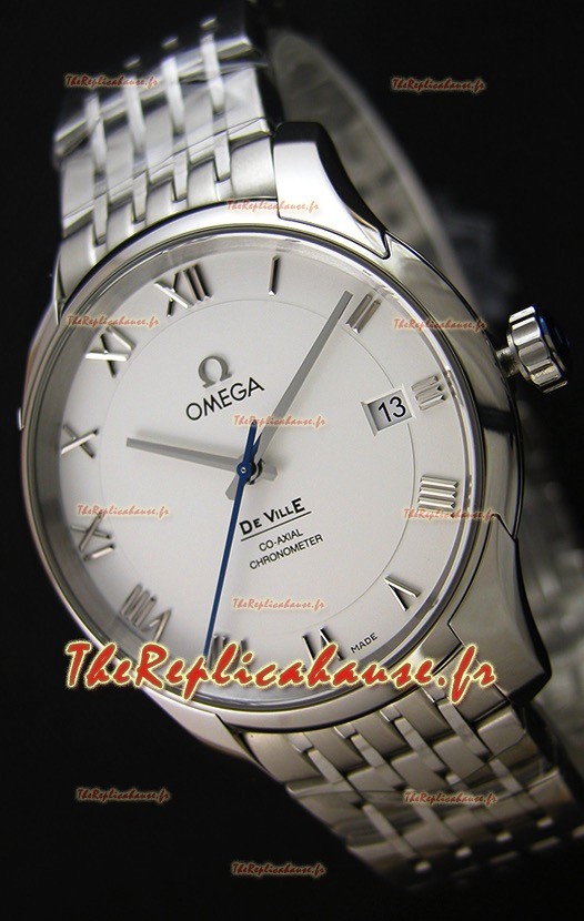 Omega De-Ville Annual Calendar Bracelet en acier Montre Réplique Suisse 1:1 Miroir Édition cadran blanc