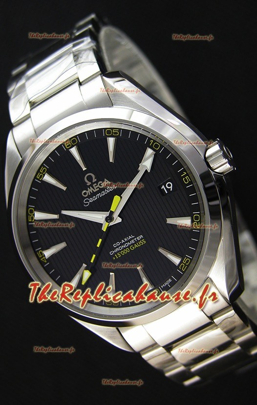 Omega Master Co-Axial Aqua Terra 15,000 Gauss cadran noir 1:1 Miroir Réplique Suisse