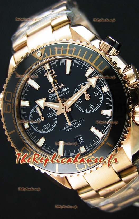 Omega Seamaster Planet Ocean 600M chronographe Montre Réplique 1:1 Miroir Or Rose 
