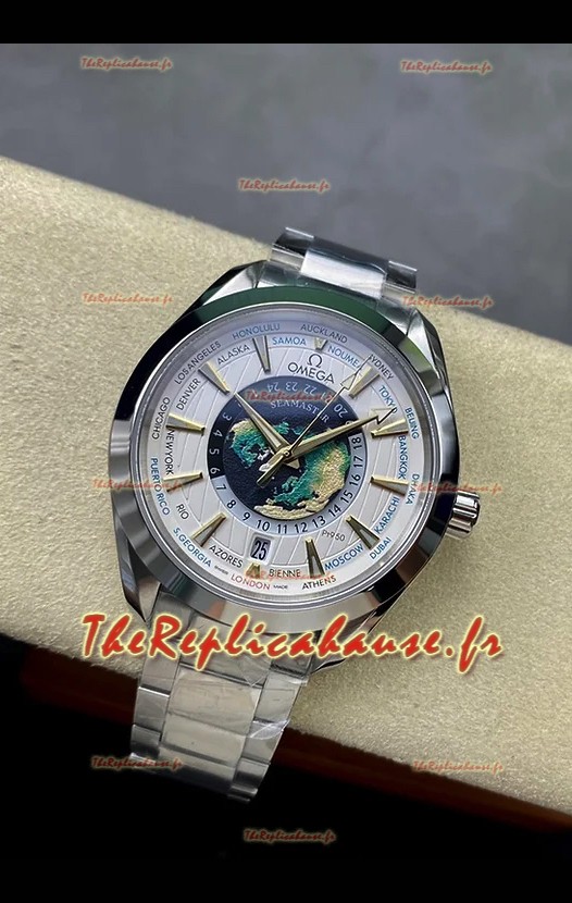 Omega Seamaster Aquaterra 150M Worldtimer Cadran blanc Réplique Montre Suisse 