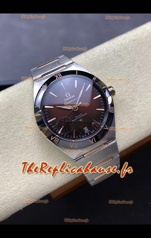 Omega Super Clone Co-Axial Constellation Cadran Inox Marron Réplique Montre