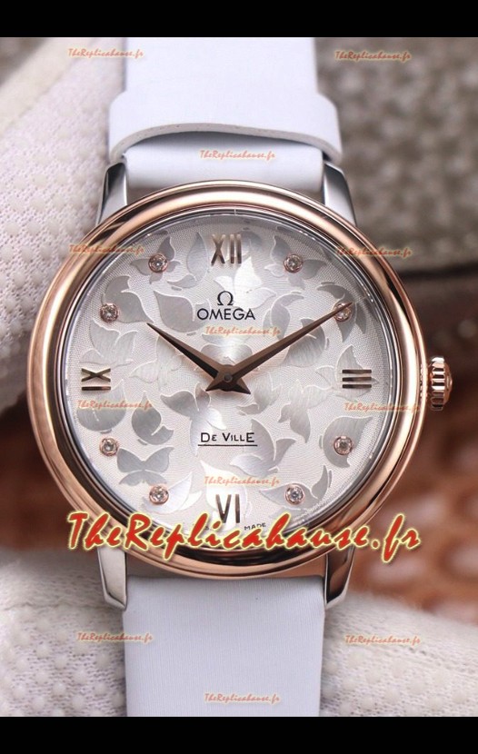 Omega De Ville Cadran Floral Mouvement à Quartz Suisse dans un boîtier deux tons - Cadran Acier