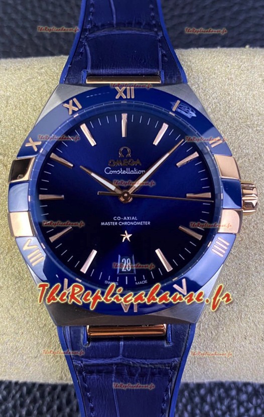 Omega Co-Axial Constellation 41MM 904L Montre réplique cadran bleu Miroir 1:1