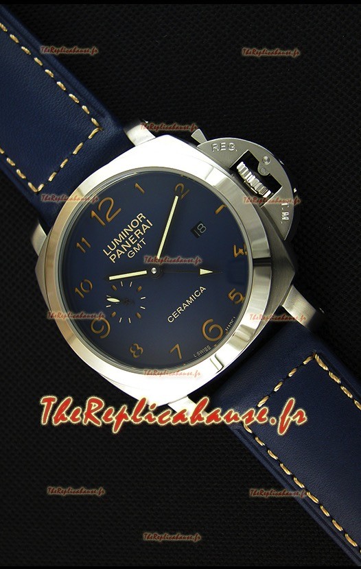 Montre Panerai Luminor Marina GMT Ceramica Japonnaise en Acier inoxydable Répliquée 