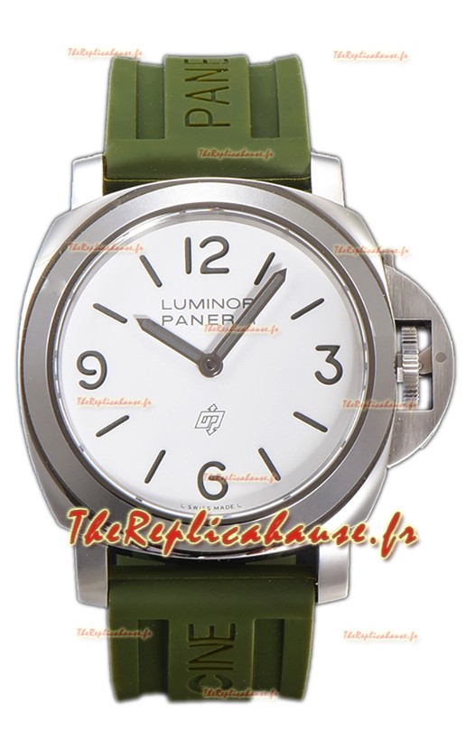 Panerai Luminor Base Logo PAM1087 Cadran blanc Qualité miroir 1:1 - Acier 904L - Bracelet caoutchouc