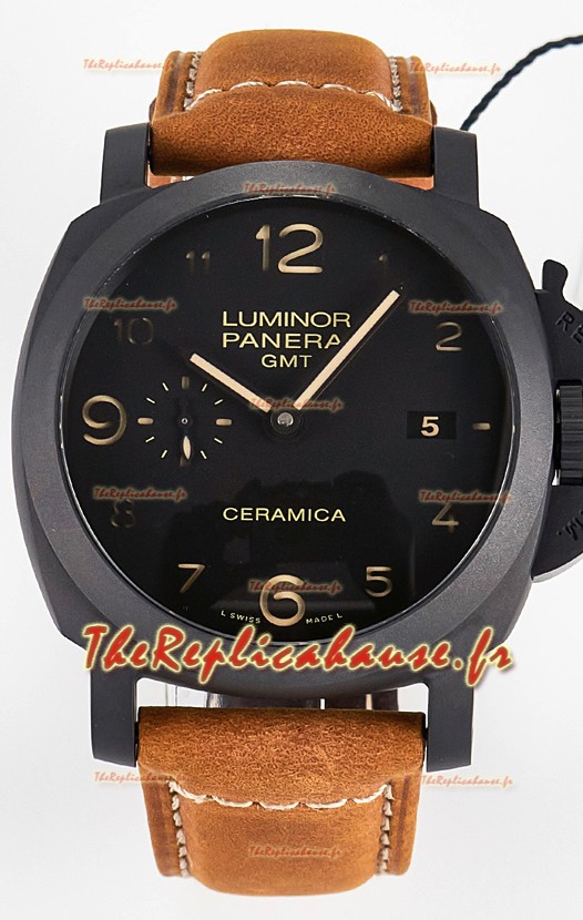 Panerai Super Clone Luminor Marina 42MM PAM441 GMT Boîtier en céramique Réplique Montre Suisse