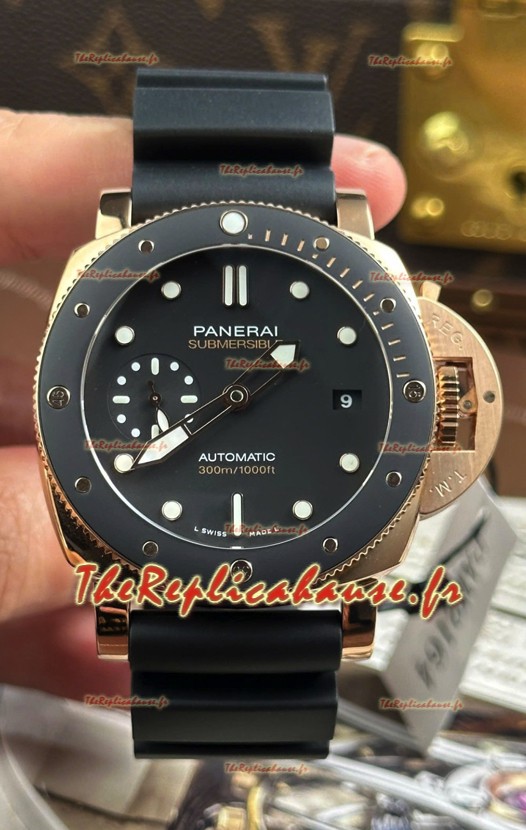 Panerai Super Clone Submersible PAM974 Montre en or rose 42 mm