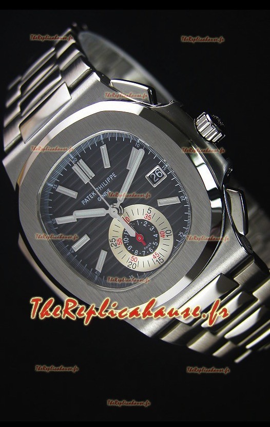 Patek Philippe Nautilus 5980 Chronographe boîtier en Acier avec cadran noir - Réplique 1:1 Miroir