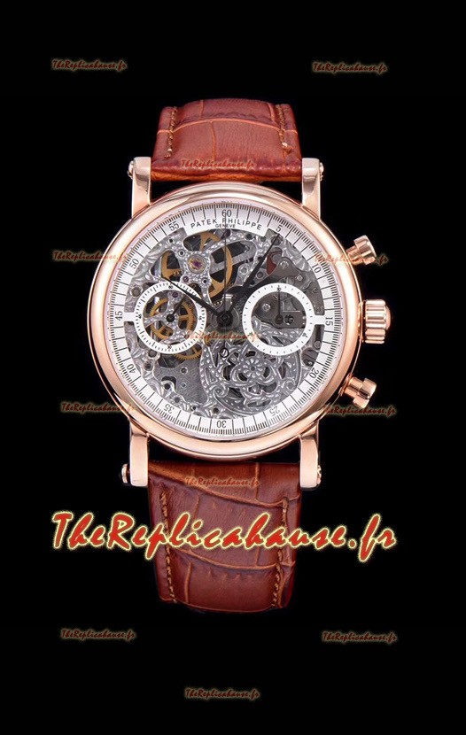 Montre chronographe squelette Patek Philippe Complications en or rose 