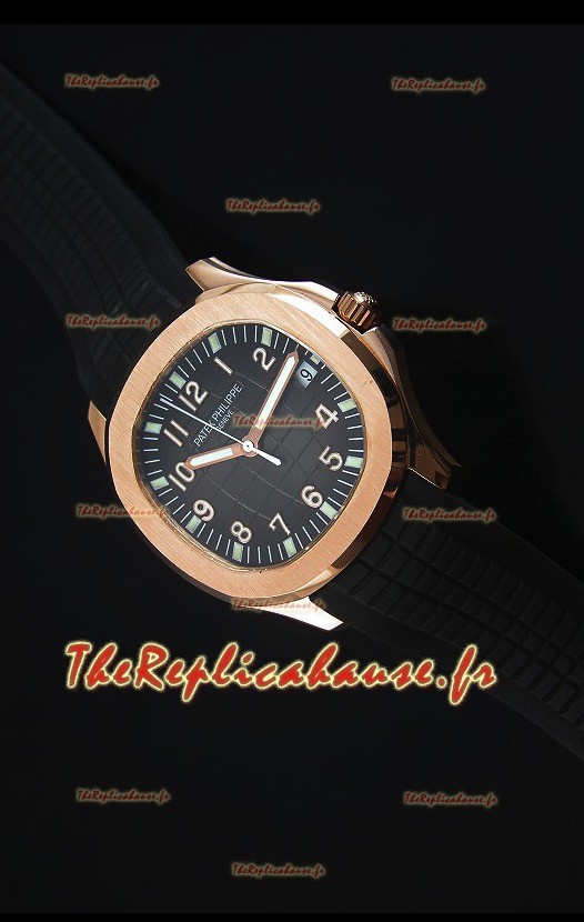 Montre Replica Miroir 1:1 Patek Philippe Aquanaut Jumbo Or Rose – Cadran de Couleur Noire