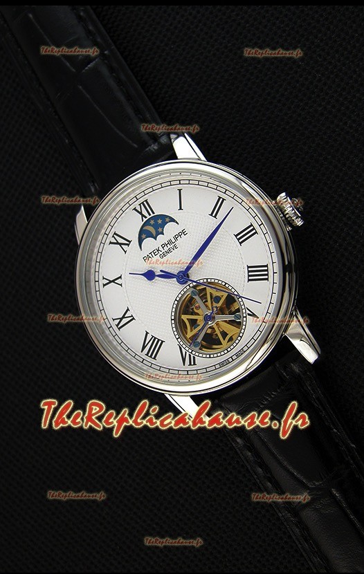 Montre Patek Philippe Japanese MoonPhase Tourbillon à Cadran Blanc Répliquée