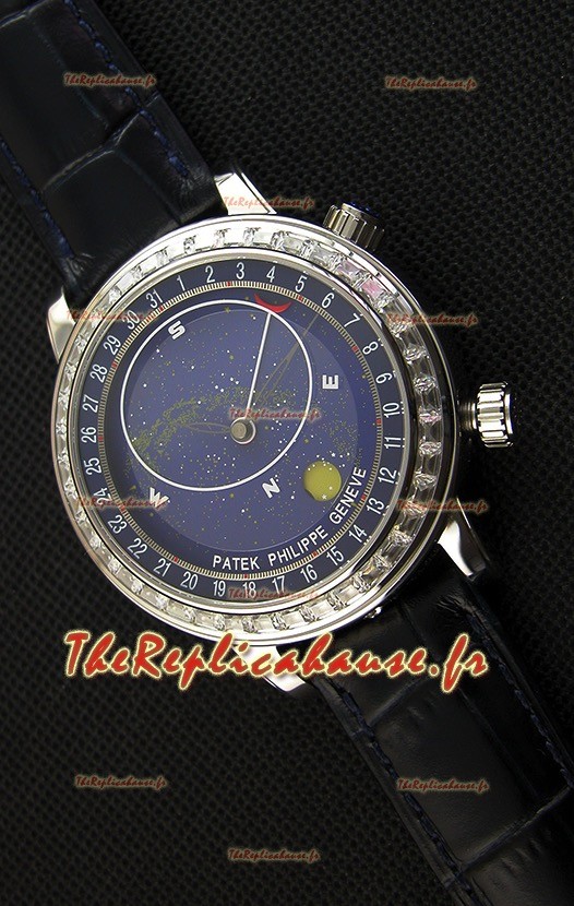 Montre Patek Philippe Grand Complication 6102P Suisse Celestial Moon Age Cadran bleu Répliquée 