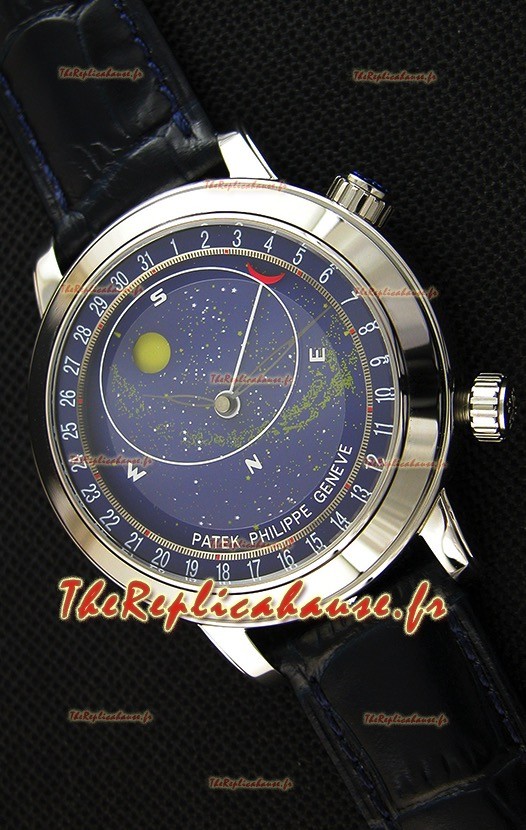 Montre Patek Philippe Grand Complication 6102P Suisse Celestial Moon Age Cadran bleu Répliquée 