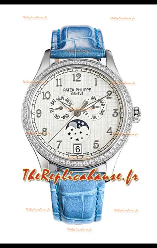 Patek Philippe Complications 4948G Quantième Annuel Phase de Lune Cadran Blanc Or Blanc Réplique Suisse 