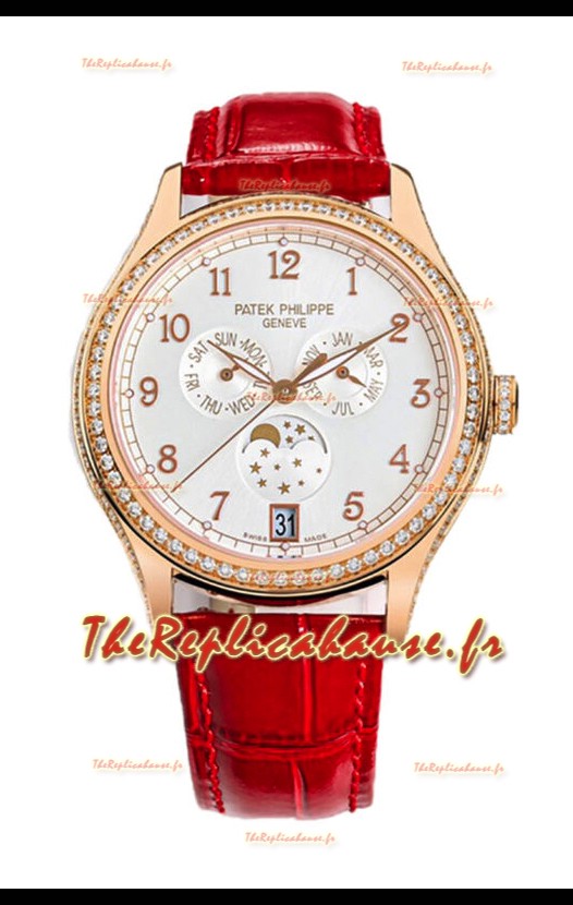 Patek Philippe Complications 4948G Quantième Annuel Phase de Lune Cadran Blanc Or Rose Réplique Suisse