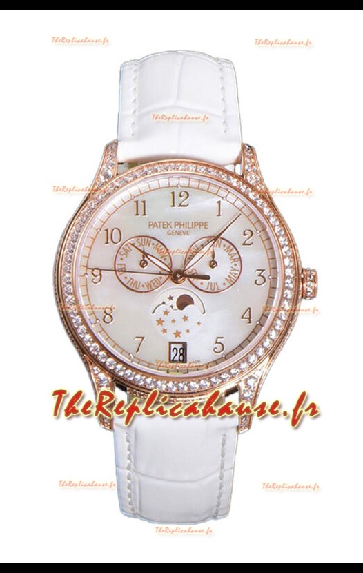 Patek Philippe Complications 4948G Quantième Annuel Phase de Lune Cadran Perlé Or Rose Réplique Suisse