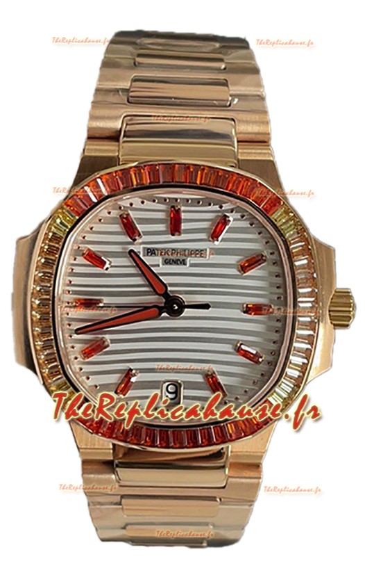 Patek Philippe Nautilus 7118R 35MM 1:1 Boîtier en or rose Cadran blanc Montre réplique 1:1