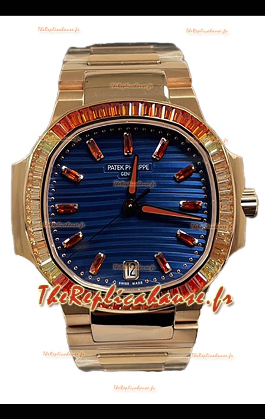 Patek Philippe Nautilus 7118R 35MM 1:1 Boîtier or rose Cadran bleu Montre réplique 1:1