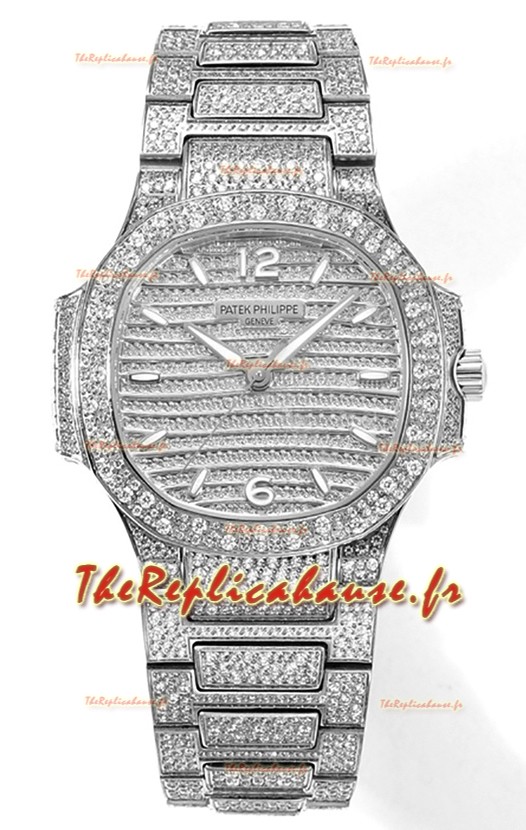 Patek Philippe Nautilus 7118R 35MM 1:1 Montre sertie de diamants en boîtier acier 
