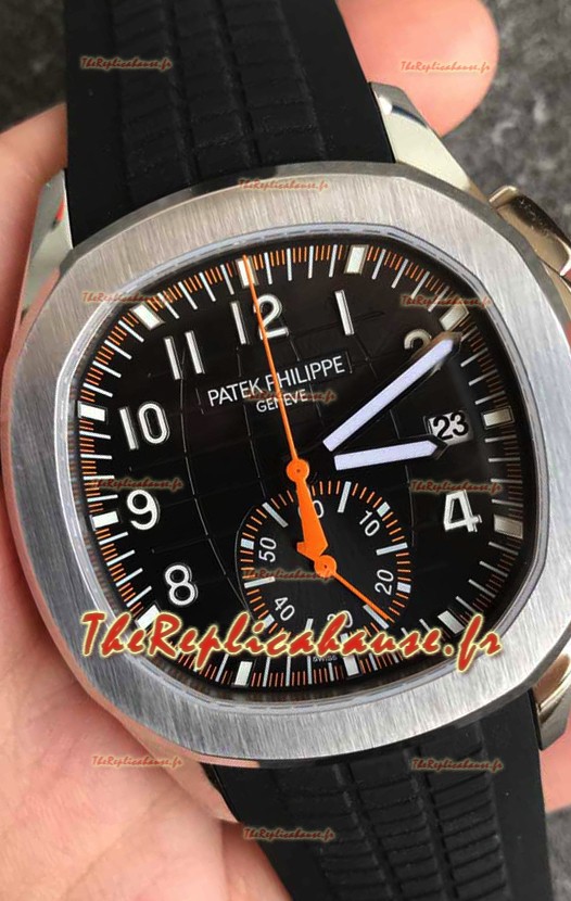 Patek Philippe Aquanaut 5968 Chronographe boîtier acier aiguilles orange mouvement automatique suisse
