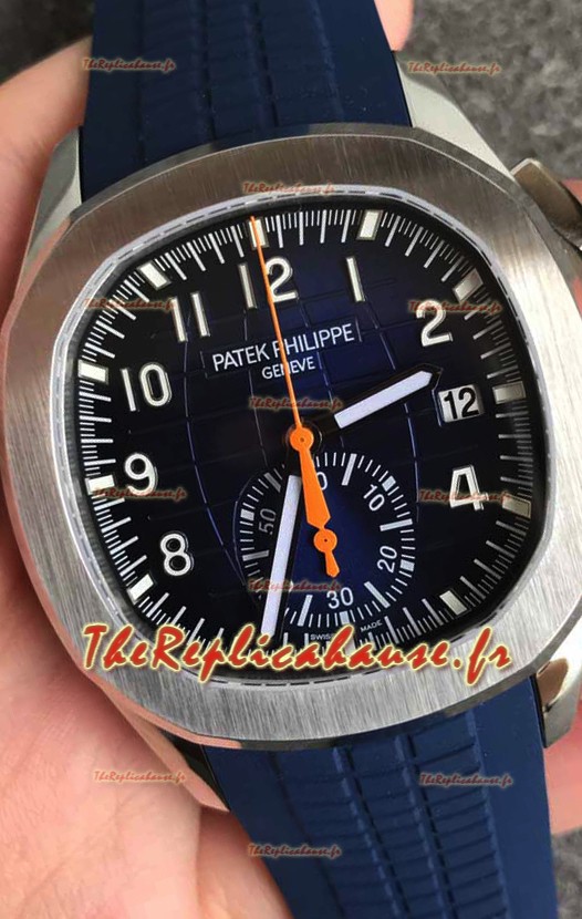 Patek Philippe Aquanaut 5968 Chronograph avec boîtier en acier Montre à cadran bleu avec mouvement automatique suisse