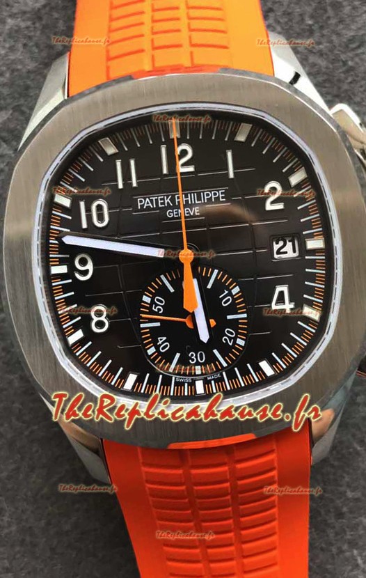 Patek Philippe Aquanaut 5968 Chronograph Boîtier acier Montre bracelet orange en mouvement automatique suisse