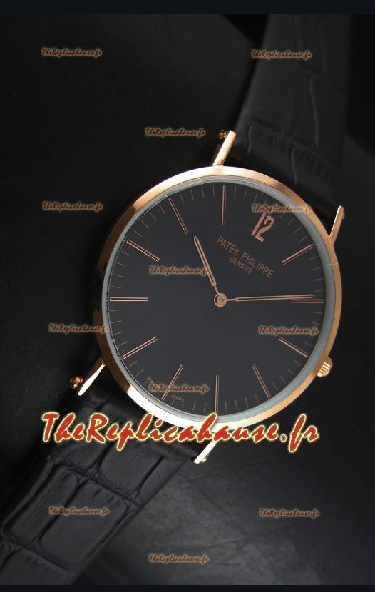 Montre Suisse à Quartz Ultra Fine avec Boite en Or Patek Philippe Calatrava 