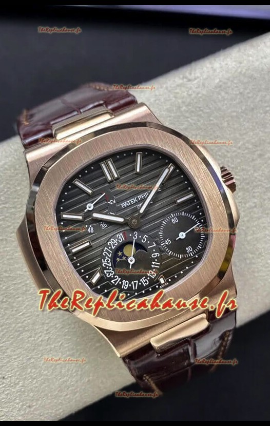 Patek Philippe Nautilus 5712/R Réplique montre suisse de qualité 1:1, cadran marron, bracelet cuir 