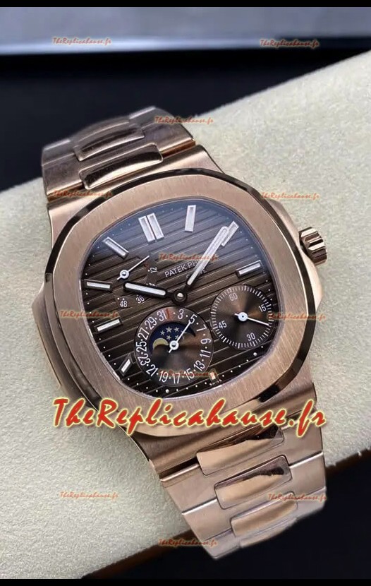 Patek Philippe Nautilus 5712/R 1:1 Réplique montre suisse de qualité, cadran brun, bracelet or rose