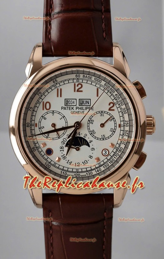 Montre suisse Patek Philippe Grand Complications 5270 avec boîtier en or rose et cadran blanc