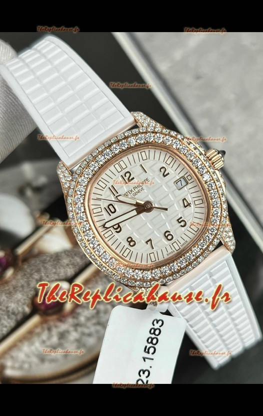 Patek Philippe Superclone Aquanaut 5069R Mossanites Montre sertie en or rose
