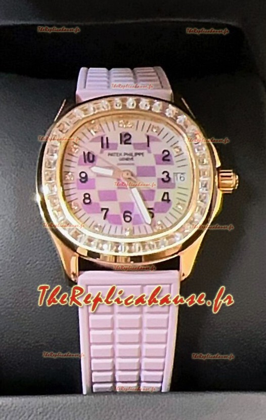 Patek Philippe Super Clone Aquanaut LUCE 5072R Or Rose Automatique cadran rose 35MM