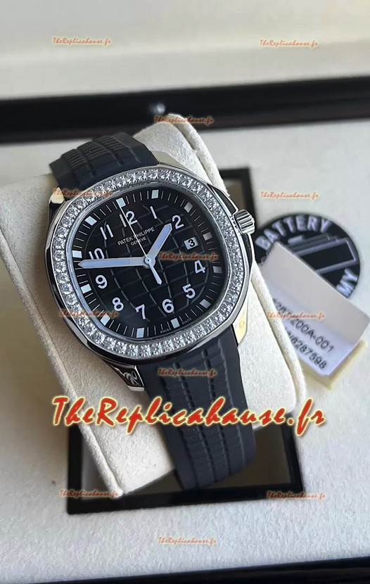 Patek Philippe Aquanaut 5267 Suisse Réplique Cadran Noir en Acier inoxydable Lunette Diamants 38.5MM