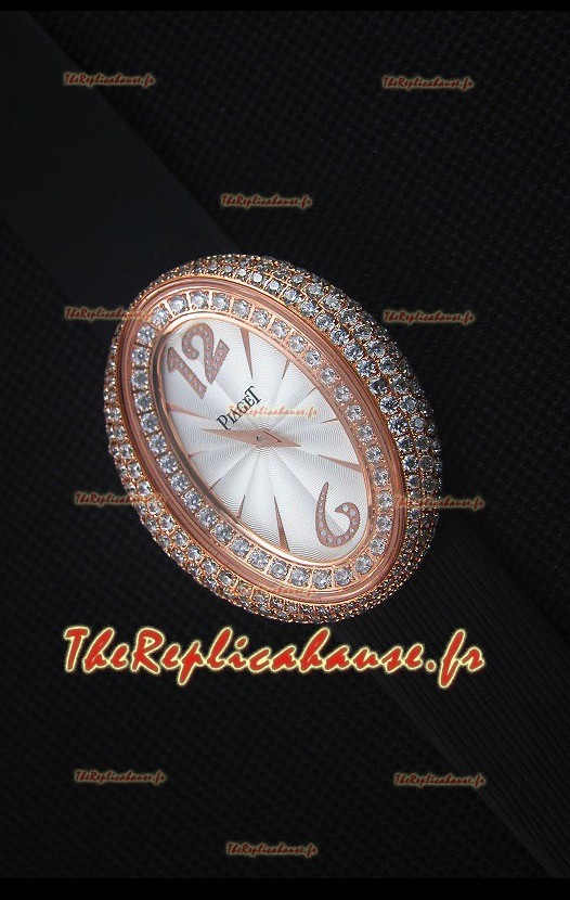 Piaget Limelight Magic Hour Montre à Quartz Suisse, Or Rose avec Sangle Noire