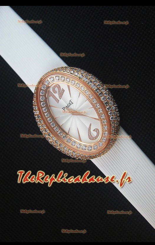 Piaget Limelight Magic Hour Montre à Quartz Suisse, Or Rose avec Sangle Blanche