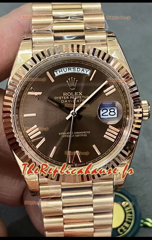 Rolex Day Date Presidential Montre en or rose 18 carats 40MM - Cadran marron Miroir 1:1