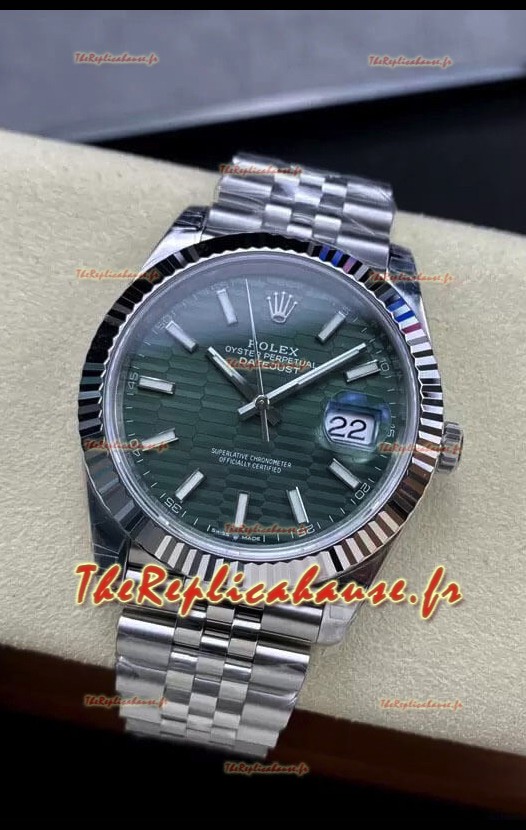 Rolex Datejust Cal.3235 Mouvement 1:1 Miroir Réplique Acier 904L 41MM - Cadran cannelé vert