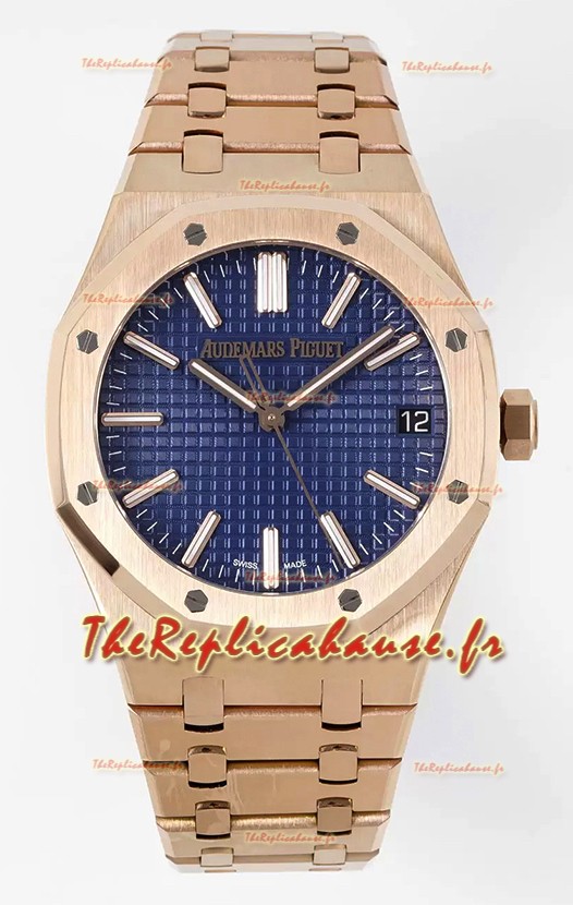 Audemars Piguet Royal Oak 15510 50ème anniversaire 41MM Cadran Bleu Or Rose 41MM Réplique Miroir 1:1