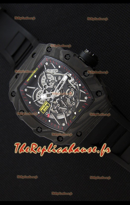 Montre Richard Mille RM35-2 Rafael Nadal Etui en Carbone Forgé avec Bracelet en caoutchouc noir