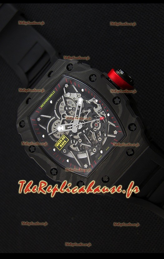 Montre Richard Mille RM35-2 Rafael Nadal Etui en Carbone Forgé avec Bracelet en caoutchouc noir